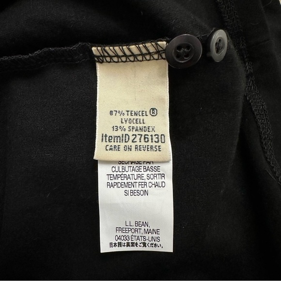 L.L.Bean Button Front Knit Belted Dress Black Size Medium Petite Career Wear NWT - Picture 5 of 9